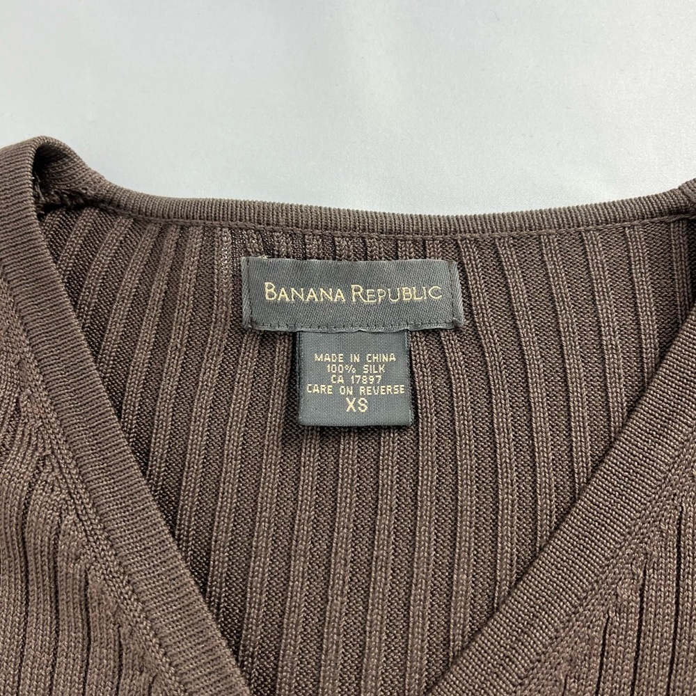 Banana Republic Dark Brown Ribbed Long Sleeve Cardigan Sweater XS - Picture 3 of 14
